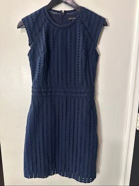 Banana Republic Navy Eyelet Sheath Dress, Size 0